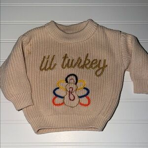 Thanksgiving Baby Outfit Bundle Lil Turkey Sweater + Mama’s Little Turkey 0-3M